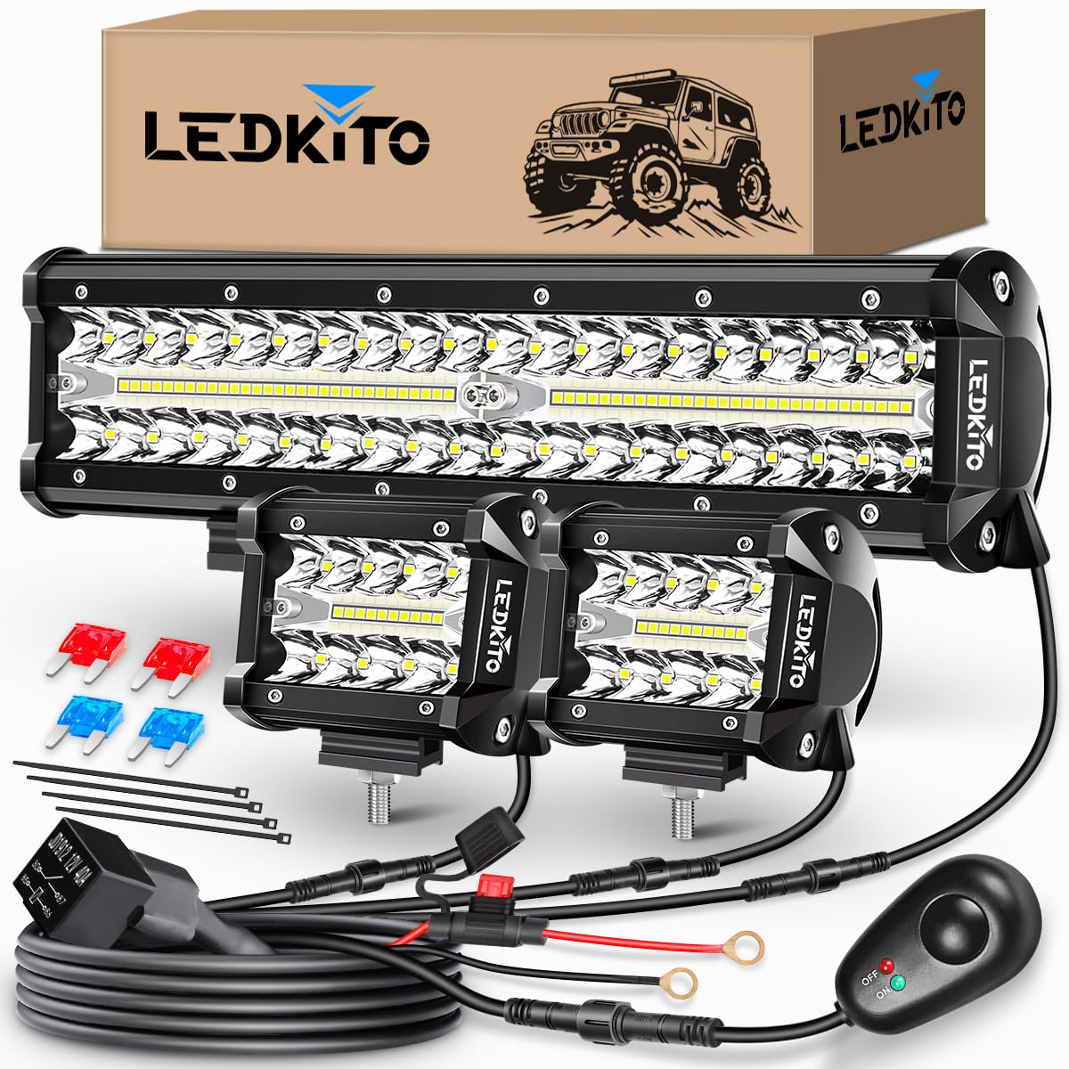 Amazon.com: LEDKITO 12Inch LED Light Bar and 2PCS 4Inch LED Cube